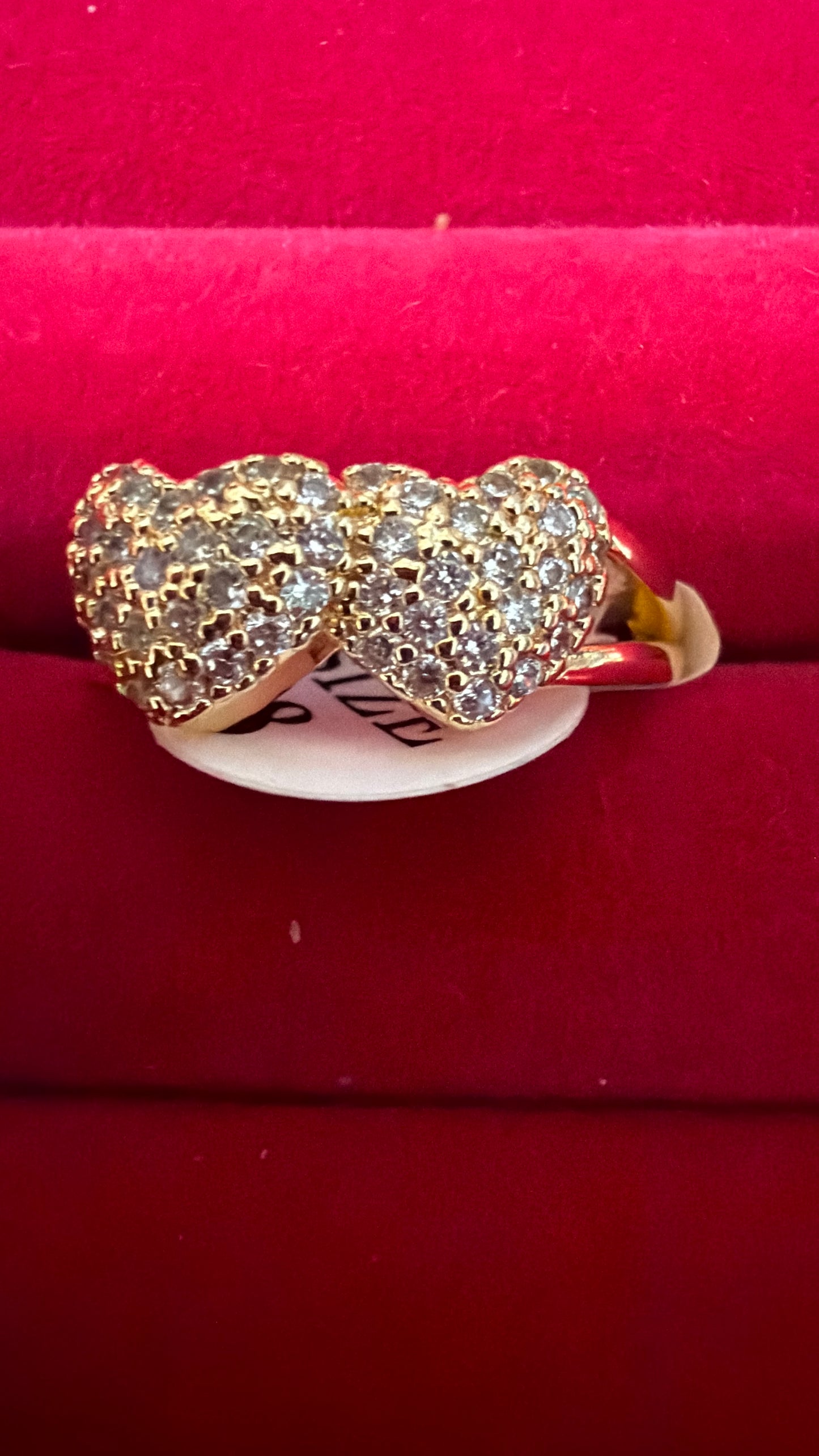 Double Heart Sparkle Crystal Ring