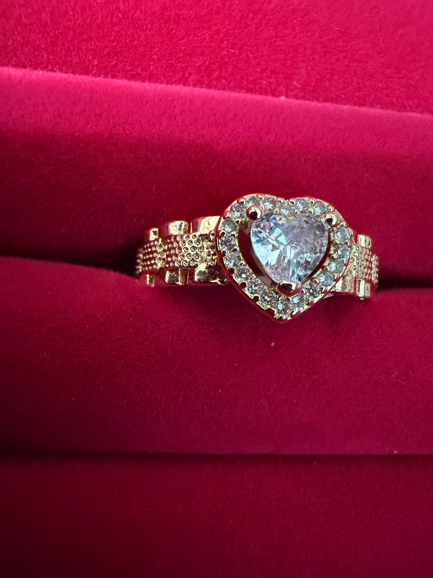 Heart-Cut Halo Crystal Ring