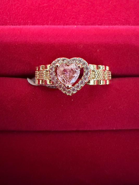 Heart cut halo Pink Ring