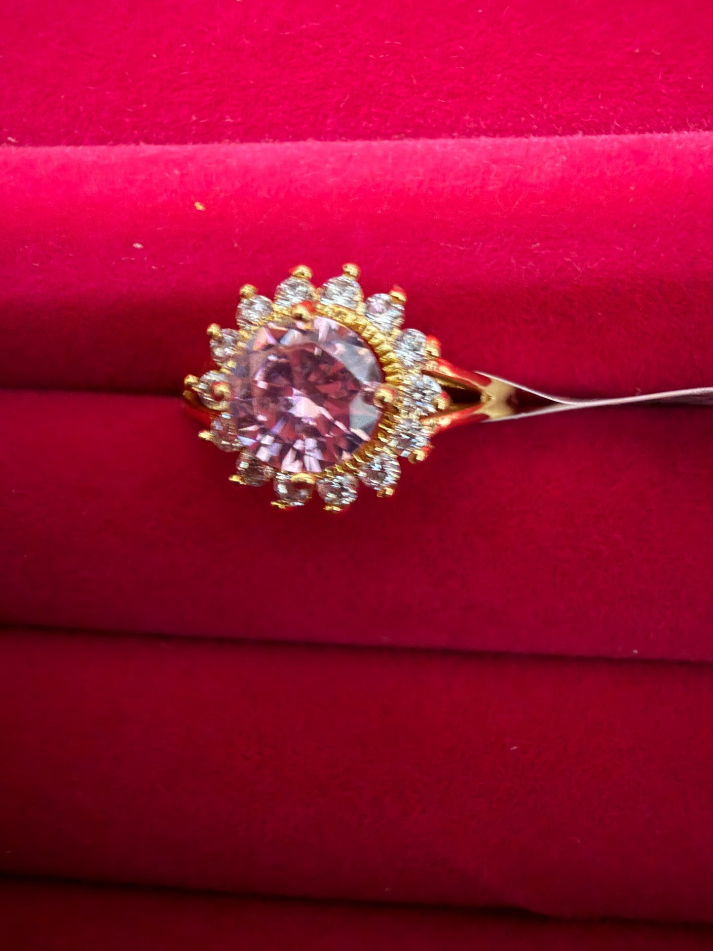 Pink Crystal Halo Ring