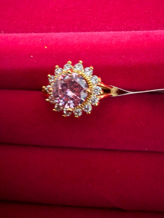 Pink Crystal Halo Ring